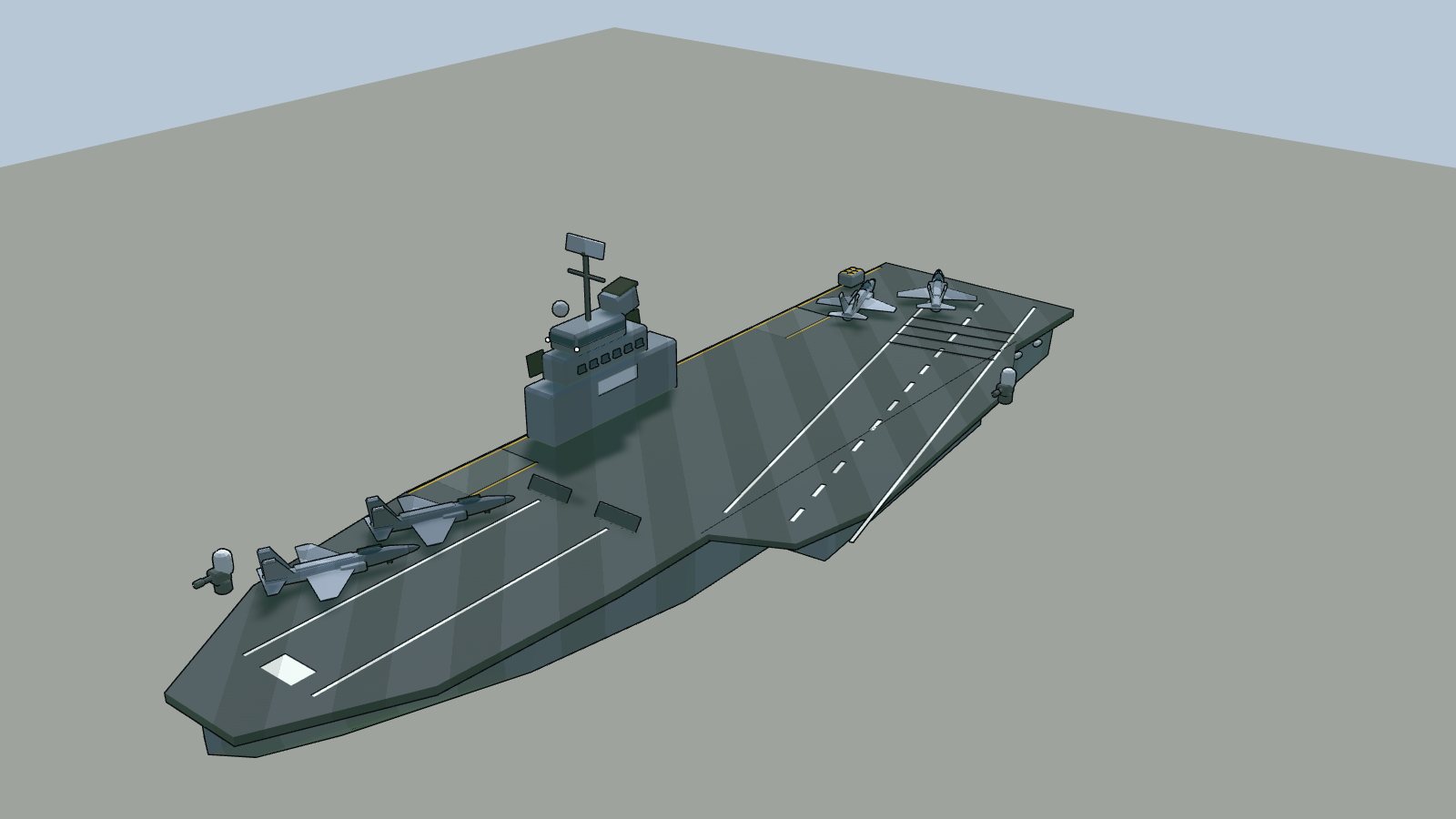 An aircraft carrier with jets on deck